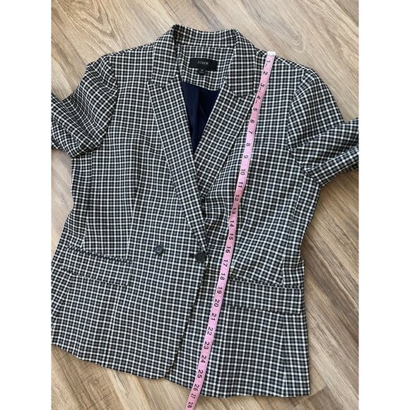 J. Crew lady black grey white check double breasted blazer Suit Jacket SZ: 14 - Picture 4 of 13